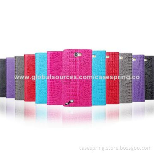New products luxury wallet crocodile leather case for Samsung Galaxy Note II